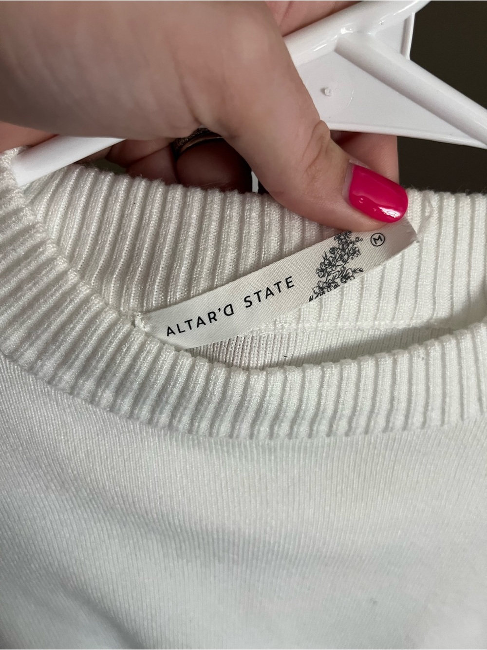 Altar'd State White Cropped Ribbed Mock-Neck Top - Picture 2 of 3